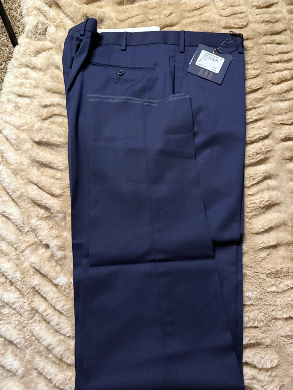 Zanella Navy Flat-Front Dress Pants